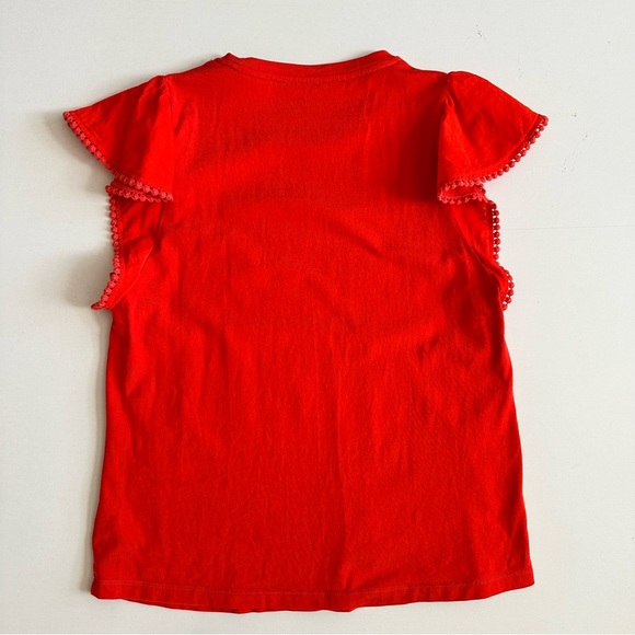 KATE SPADE Burst Orange Flutter Sleeve Top Size M - Picture 5 of 5